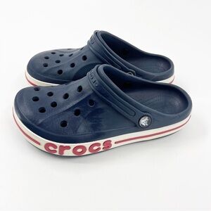 CROCS Bayaband Slide Clogs Sandals Child Size J3 Navy Blue Red White 205100